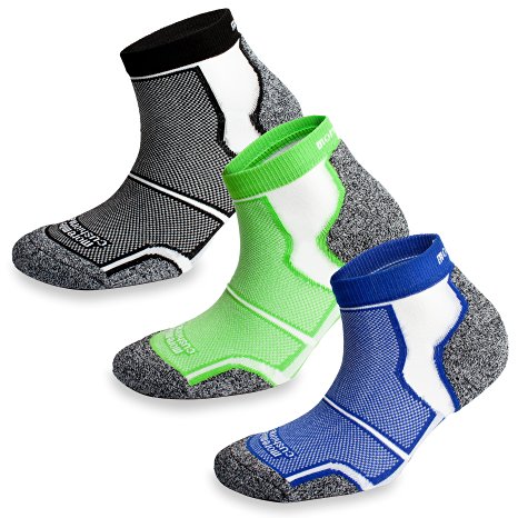 3 Pairs More Mile New York Cushioned Coolmax Sports Running Socks