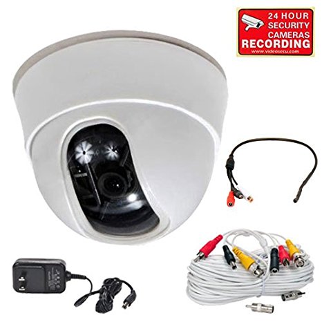 VideoSecu Dome Security Camera Built-in 1/3" Sony Effio CCD High Resolution 600TVL 3.6mm Wide View Angle Lens for CCTV Home DVR Surveillance with Bonus Power Supply, Cable and Preamp Microphone CB9