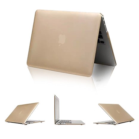 tinxi® Macbook Retina 13,3 inches Case, Apple Macbook Pro Retina 13.3 inches Two-piece Protective Mat Rubberized Hard Case Cover Shell Carrying Case Shell, Transparent Frosted Gold (NO for Macbook pro 13,3 A1278)