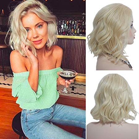Benafee 10 inch Body Wave Lace Front Human Hair Bob Wigs 13x4 Lace Remy Hair Glueless Blonde Short Bob 180% Density Middle Part Pre Plucked with Baby Hair Bob Wig for Women