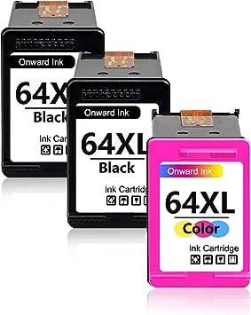 64XL High Yield Ink Cartridge (3Pack, 2BK/1Tri-Color) - Owrd Compatible 64XL Ink Cartridge Replacement for HP Envy Inspire 7955e 7958e Photo 6230 6255 6258 7855 7858 7864 Tango Tango X Printer