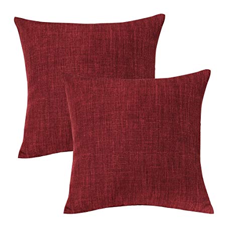 Jeanerlor Corduroy Velvet Solid Decorative 26"x26" Red Pillow Cover/Euro Sham Burgundy Cushion Sham Prime, Velvety and Durable Pillow Cases for Chair 2 Packs 65 x 65 cm