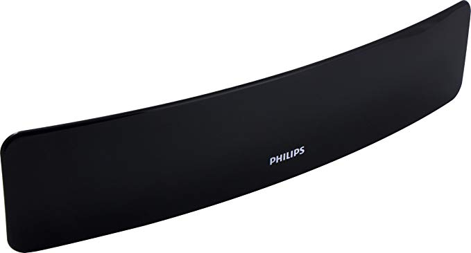 Philips SDV9201A/27 HD Contour Passive TV Antenna - Curved Flat Panel Design with Stand/Wall Mount - Indoor VHF / UHF HDTV Antenna Bar - 30 Mile Range