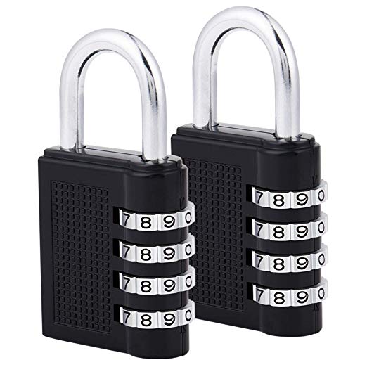 Combination Padlocks, Combination Locks for Locker, Weatherproof 4 Digit Combination Lock Outdoor, Gym, School Locker Locks, 2 Pack, Black