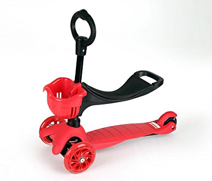 Mini 3-wheel Kick Scooter with a Basket for Toddler
