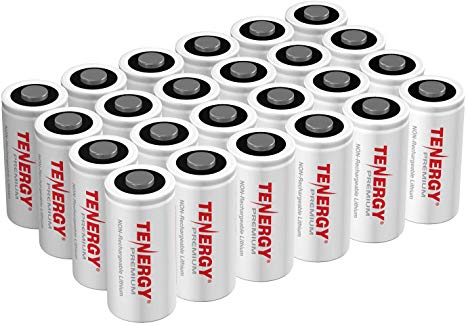 Tenergy Premium CR123A 3V Lithium Battery, [UL Certified] 1600mAh Photo Lithium Batteries, Security Cameras, Smart Sensors, Specialty Devices, 24 Pack, PTC Protected