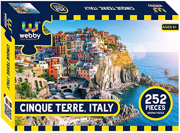Webby Cardboard 252 Piece Jigsaw Puzzle - Cinque Terre, Italy - 252 Pieces Puzzles for Kids and Family, 11.4 x 16.93