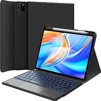 GreenLaw iPad Pro 11 inch Case with Keyboard, Stain Resistant Cover, 7-Color Backlit, Smart Touchpad, 2 Device Connection, for iPad Pro 11 (4th/3rd/2nd/1st Gen), Black