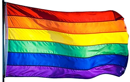 US Flag Factory 3'x5' Rainbow Flag (Sewn Stripes) Outdoor SolarMax Nylon - Made in America - Gay Pride Lesbian