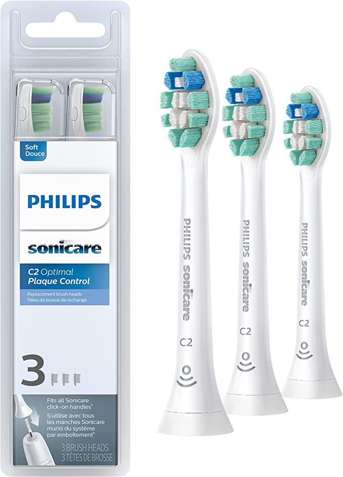 Philips Sonicare Optimal Plaque Control replacement toothbrush heads, HX9023/65, BrushSync technology, White 3-pk