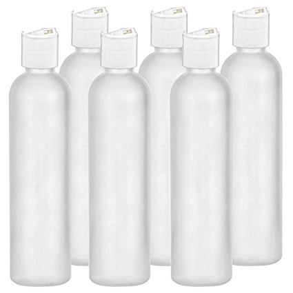 Moyo Natural Labs 8 Ounce Easy Squeeze HDPE Bottles Commercial Grade with White Disc Cap BPA Free Bottle Set Made in USA 236ml 8 OZ White Translucent Pack of Six