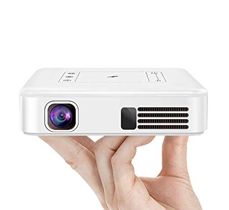 Portable Projector,CACACOL T13 Mini Pico Pocket Projector Touch Panel Android Smart 1080p Support Built-in Batteries and LiveTV.Direct Services (White)