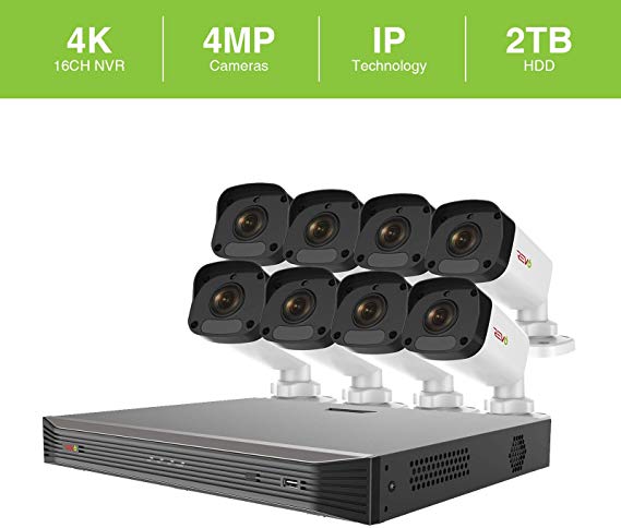 Revo America Ultra 16 Ch. 2TB HDD IP NVR Video Surveillance System, 8 x 4MP IP Bullet Cameras - Remote Access via Smart Phone, Tablet, PC & MAC