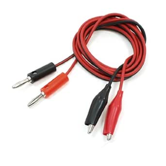 uxcell Alligator Clip Test Lead to Banana Connector Line Cable 1M Black Red Pack of 1