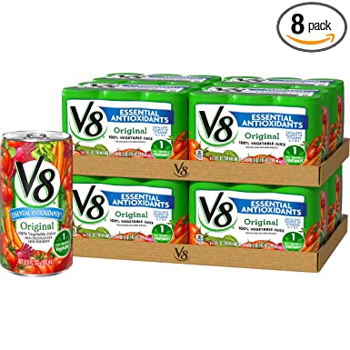 V8 Original Essential Antioxidants 100% Vegetable Juice, 5.5 oz. Can (8 packs of 6, Total of 48)