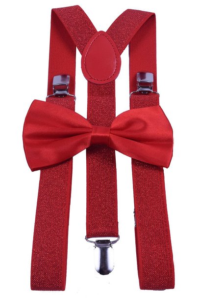BODY STRENTH Adjustable Suspenders&Bow Tie Set Strong Clips Y-Shape
