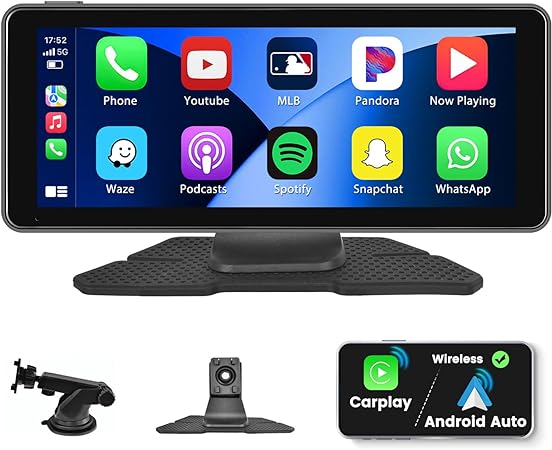 Hikity Wireless Apple Carplay Portable Car Stereo with Android Auto, 6.86 Inch Car Play Touchscreen Radio Support Mirror Link, Backup Camera, Voice Control,Bluetooth,TF Card,USB,AUX,FM Transmission