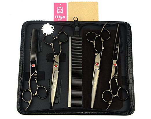 LILYS PET 7.5" high-end Left-Handed Professional PET DOG Grooming scissors suit Cutting&Curved&Thinning shears