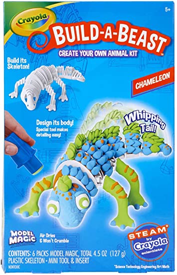 Crayola Build A Beast Chameleon, Model Magic Craft Kit, STEAM/ STEM Learning Toys, Gift for Kids, 5, 6, 7, 8, Multicolor