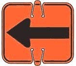 Plastic Arrow Left/Right Snap-on traffic cone sign, Single Sided, Not-Reflective