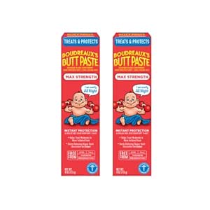 Boudreaux's Butt Paste Diaper Rash Ointment - Maximum Strength - Contains 40% Zinc Oxide - Paraben and Preservative-Free - 4oz (2 Pack)