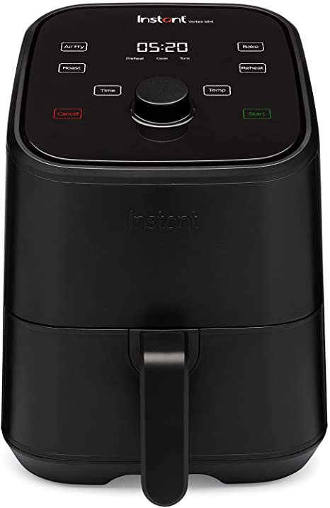 Instant Vortex 2-Quart Mini Air Fryer Oven, 4-in-1 Oil-Less Cooker, Roaster, Toaster, Crisper, Dehydrator, Warmer, Black