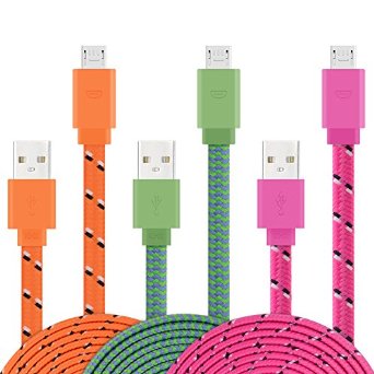 Micro USB Cable MaxMall 3-Pack High Speed 3FT Premium Flat Nylon Braided USB 20 A Male to Micro B Sync Data and Charger Cable for Android Samsung Galaxy HTC Sony Nokia and More Android Devices