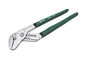 SATA 12-Inch Tongue-and-Groove Pliers, Straight Jaw Design, with Chrome Vanadium Steel Construction and Green Dipped Handles - ST70413ST
