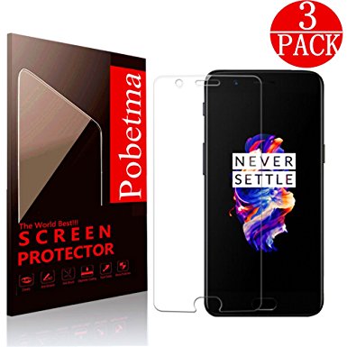[3-Pack] OnePlus 5 Screen Protector , Pobetma[Only cover flat area][No Bubble][Easy to Install] 3D PET HD Screen Protector Film for OnePlus 5
