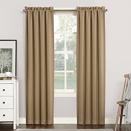 Sun Zero Easton Blackout Energy Efficient Rod Pocket Curtain Panel, 40" x 63", Taupe