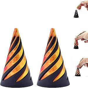 Impossible Pyramid Passthrough Toy, Helix Nut Spiral Cone Fiddle Fidget Toy, Mini Vortex Thread Illusion, Cone Fidget Toy, Funny Desktop Decoration for Home Office Desk, Souvenir Gift (D, 2pcs)