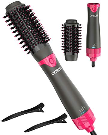 ONSON One-Step Hair Dryer and Volumizer, Detachable Hair Dryer Brush, 3 in 1 Hot Air Brush with Negative Ion Curling Dryer Brush, Straightening Brush, Dryer Style