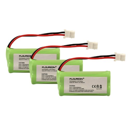 Floureon 3 Packs Cordless Home Phone Battery Pack for AT&T VTech BT166342 BT266342 BT183342 BT283342 2.4V 800mAh Ni-MH Fruit Green