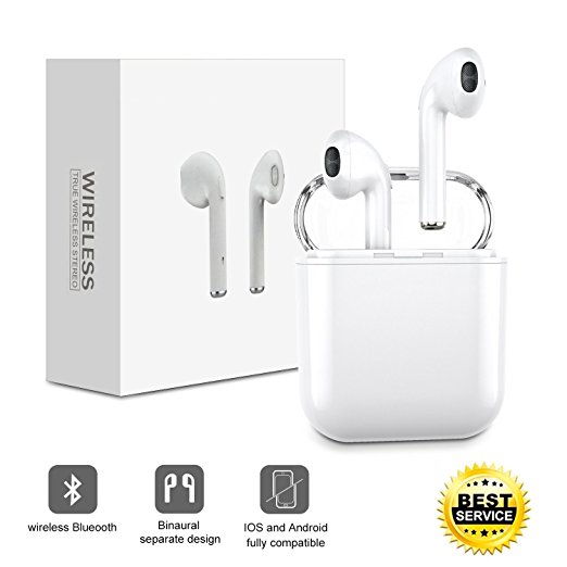 Bluetooth Headphones, XiQin Mini Wireless Sports Earphone/Stereo-Ear Sweatproof Earphones with Noise Cancelling and Charging Case Fit for iPhone X/8/7/6/6s plus Samsung Galaxy S8, S8 Plus