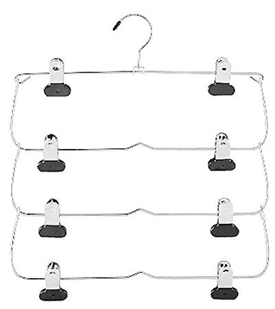 Whitmor 6021-185 Ebony Chrome Collection 4-Tier Folding Skirt Hanger