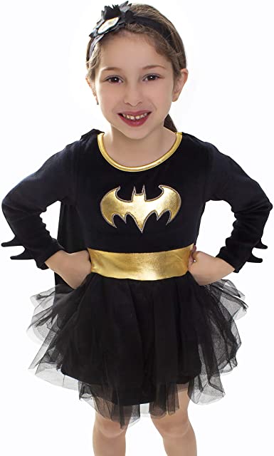 DC Comics Supergirl Batgirl Dress for Baby Girl and Toddler with Cape and Tutu Skirt
