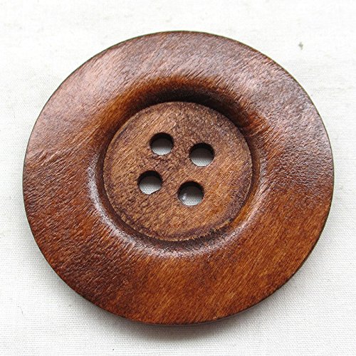 Chenkou Craft 20pcs Large Size 60MM Brown Round Wood Buttons 4 Holes Craft Sewing Button