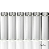 FineDine Premium Borosilicate Glass Water Bottles With Stainless Steel Lid Leak Proof 8226 Use Drink For Cool Water Fruit Juice or Other Beverage 8226 Wide Mouth Dishwasher Safe Six Pack 18 oz