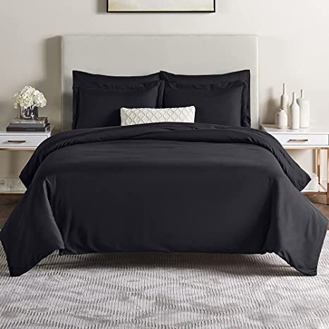 Nestl Duvet Cover 3 Piece Set – Bedding Duvet Covers Twin– Black Duvet Cover Set - Ultra Soft Microfiber Bed Cover - Comforter Cover 1 Pillow Shams and 1 Pillowcases (68x90 inches)