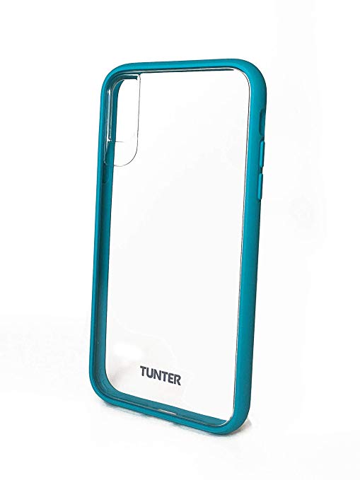 Tunter Cell Phone Case for TPE, PC iPhone XR - Crystal Clear with Sky Blue Pattern