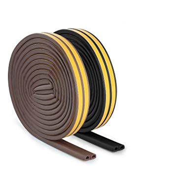 40ft Indoor Weather Stripping, Door and Window Rubber Seal Strip for Cracks and Gaps, Soundproofing Waterproof Anti-Collision Seal Strip(Black and Brown)