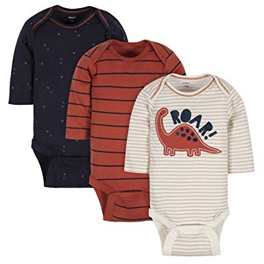 GERBER Baby Boys 3-Pack Long-Sleeve Onesies Bodysuit