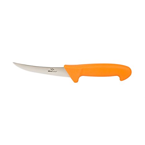 UltraSource 449030 UltraKnife for commercial Food Processing, 5" Curved, Semi-Flex Blade, German Steel, Safety Orange