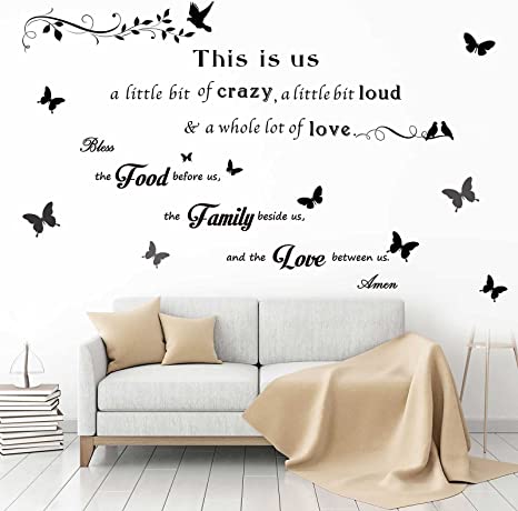 This is Us Crazy Loud Love Wall Decals Prayer Wall Stickers Family Lettering Quotes Stickers Inspirational Wall Decals Living Room Bedroom Home Decorations (2 Pieces)