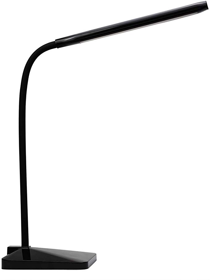 ANNAITE LED Desk Lamp with USB Charging Port Eye-Caring Dimmable Table Lamps 5 Lighting Modes with 5 Brightness Levels Touch Control Memory Function Gooseneck FCC Listed for Bedroom Office (Black)
