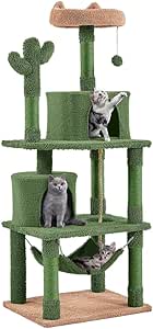 Yaheetech Cactus Cat Tree, Large Cat Tower for Indoor Cats, Multi-level Cat Scratching Posts Cat Condo with Perch, Hammock, Dangling Ball, Cat Furniture Cat House 158cm