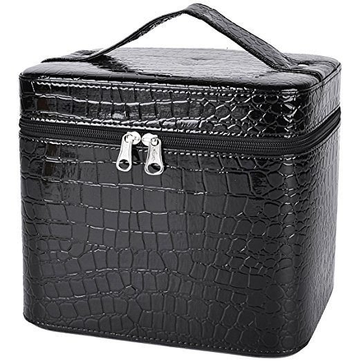 Coofit Beauty Box Crocodile Pattern Leather Makeup Case for Women Large