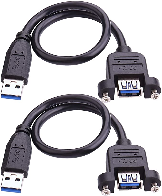 USB 3.0 Extension Cable - iGreely 2Pack USB 3.0 Panel-Mount Type A Male to Type A Female Cable 1Ft/30cm