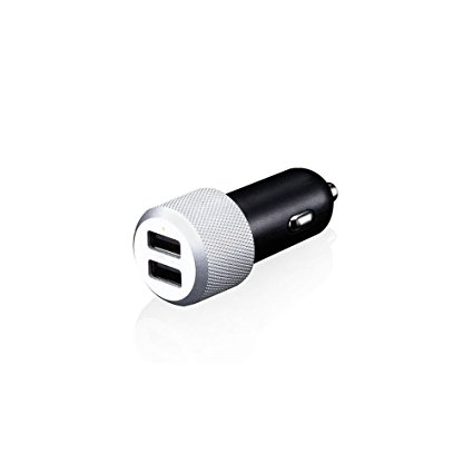 Just Mobile Highway Max Car Charger 2-Port Total 4.2A/21Watt Coiled MicroUSB Cable Premium Unibody Aluminum (CC-168S)