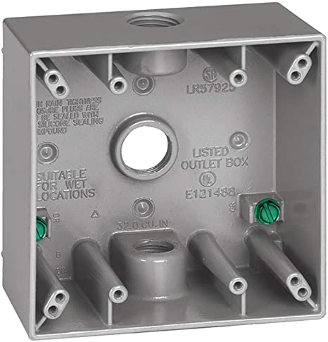 Sigma Electric, Gray 14352 3/4-Inch 3 Hole 2-Gang Box